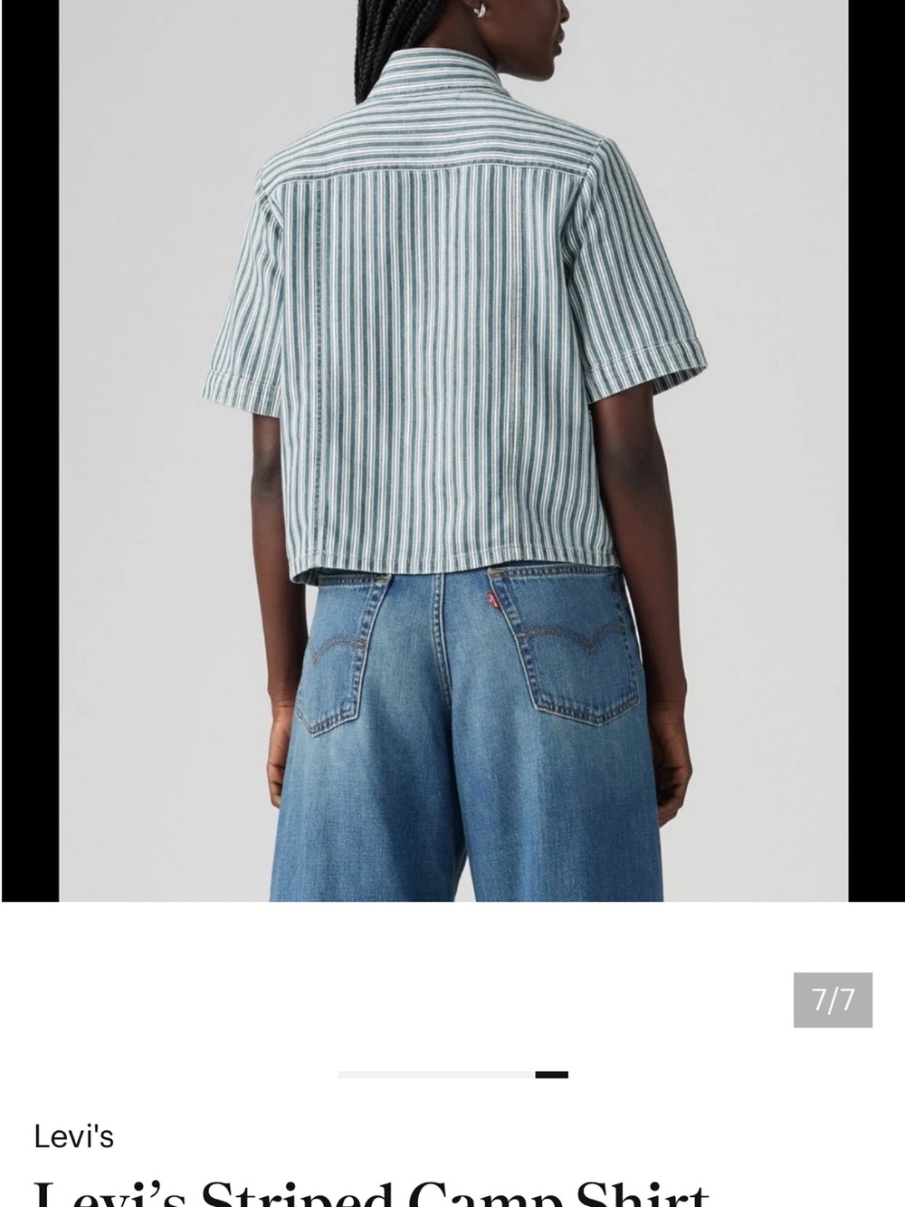 Levi's Blue and White Striped Short-Sleeve Button-Up Top - Picture 2 of 4